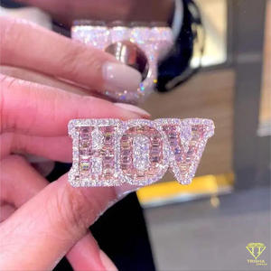 Anillo de Plata de Ley 925 con Diamante Moissanita y Letra, Joyería de Lujo para Compradores Mayoristas - Product Image 2