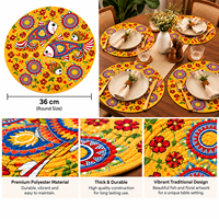 Set de table rond avec motifs de poissons colorés et floraux pour usage domestique, lavable, épaisseur moyenne