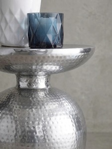 Mesa de Centro Redonda Moderna Design Whisper con Acabado de Metal Martillado, 42 cm de Diámetro, Muebles Contemporáneos para Sala de Estar - Product Image 1