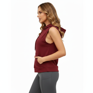 Chaleco sin mangas con capucha para mujer, estilo urbano, de poliéster y algodón, anti-bolitas, tacto suave, ajuste relajado, con bordado y estampado. - Product Image 4
