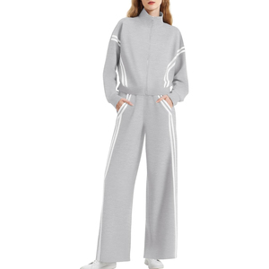 Conjunto Deportivo de Mujer, Color Rojo, Manga Larga, Pantalones Deportivos, Otoño, Transpirable, Cierre de Cremallera, Corte Holgado, 100% Poliéster, Diseño a Rayas - Product Image 4