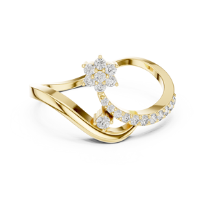 Anillo solitario minimalista de oro amarillo macizo de 14k con diamante redondo de talla brillante para mujer, ideal para compromiso, aniversario o regalo de boda. - Product Image 1
