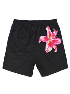 Maillot de bain noir pour hommes avec imprimé fleur de lys rose, short en polyester à séchage rapide, coupe régulière, 1 pièce - Product Image 1