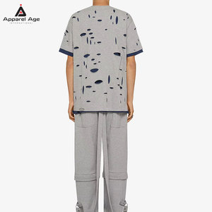 T-shirts imprimés déchirés de haute qualité fabriqués au Pakistan, coupe ample, prix de gros, 100% coton, pour hommes - Product Image 3