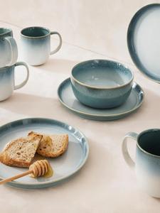 Tazón de cerámica refinada para comedor, azul niebla, exterior mate suave, gran capacidad, apto para alimentos, duradero, para una mesa contemporánea. - Product Image 3