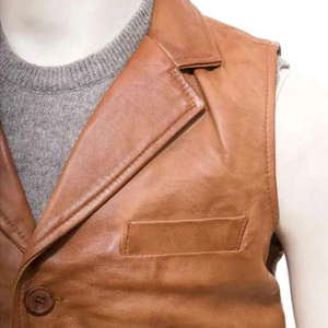 Chaleco Casual de Cuero Genuino para Hombre, con Botones, Impermeable, Resistente al Viento y Transpirable, Disponible en Todas las Tallas y Colores - Product Image 4