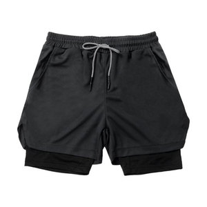 Pantalones Cortos Deportivos de Diseño para Hombre, Casuales, para Fitness, Running, Entrenamiento, Cintura Media Elástica, 100% Poliéster, Secado Rápido, Transpirables - Product Image 1