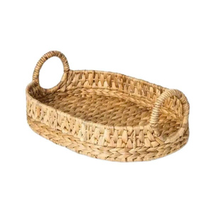 Natural Rattan Storage Basket Oval With Handles Rustic Home Decoration <b>Tray</b> For Neatening - Product Image 3