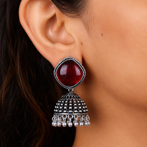 Wholesale Multicolor Stone Oxidized <b>Silver</b> Jhumki <b>Dangle</b> <b>Earrings</b> for Women Direct Factory - Product Image 2