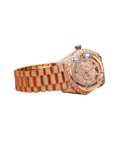 Montre de luxe pour homme en or rose, bracelet de 20 mm, cristal saphir, bracelet en acier inoxydable, analogique, quartz, diamant, logo personnalisé, OEM, ODM - Product Image 2