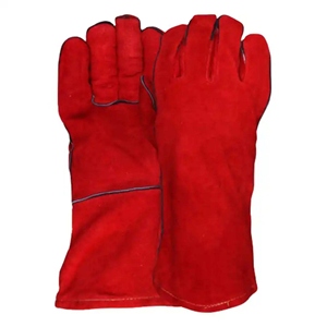 Guantes de Soldador de Cuero Vacuno Rojo, Reflectantes, de Seguridad Industrial, Resistentes, Anti-Calor y Chispas - Product Image 1