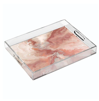 Plateau de service élégant en acrylique pour thé, café, petit-déjeuner, plateau transparent en lucite personnalisé pour la maison et la décoration de table basse