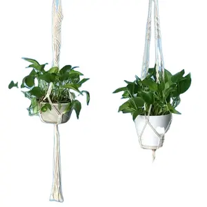 Handgemaakte Hangende Plantenbak Macrame Plant Hanger Buiten Muur Mount Bloempot Houder Uit India