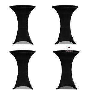 4pcs 28\" Black <b>Disposable</b> <b>Table</b> <b>Covers</b> Stretch Standing <b>Table</b> <b>Covers</b> - Product Image 1