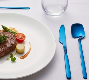 Blue Matte Finish Metal Flatware <b>Set</b> Minimalist Design <b>Reusable</b> <b>Cutlery</b> Perfect For Wedding Use And Kitchen Use - Product Image 3