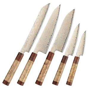 Juego de Cuchillos de Cocina de Acero de Damasco Forjado a Mano de Primera Calidad, Juego de Cuchillos con Hoja Grabada en Cobre Personalizada, Logotipo OEM, Fabricante de Fábrica - Product Image 1