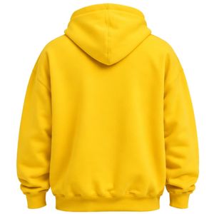 Yellow <b>Oversized</b> Pullover <b>Hoodie</b> with Patches Unisex Fleece Streetwear <b>Long</b> Sleeve Kangaroo Pocket Casual Winter <b>Hoodie</b> - Product Image 4