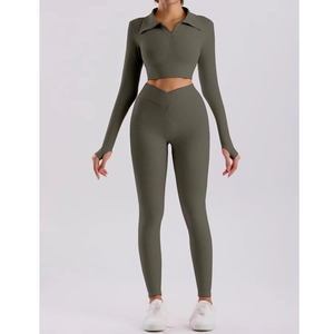 Conjunto Deportivo de Dos Piezas para Mujer, con Logotipo Personalizado, Spandex/Nylon, Elástico en Cuatro Direcciones, Cintura Alta, Cierre con Cordón, para Gimnasio, Yoga, Levanta Glúteos - Product Image 3