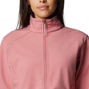 Chaqueta cortavientos rosa para mujer, manga larga, cierre de cremallera, cuello alto, informal, color liso, longitud regular - Product Image 4