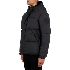 Veste matelassée noire pour homme avec doublure en fausse fourrure, fermeture éclair, coupe-vent, vêtement d'extérieur décontracté pour l'hiver, coupe régulière - Product Image 6