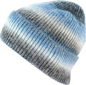 Bonnet tricoté tie-dye à revers, personnalisé avec logo brodé, chaud, doux, en laine rayée, collection hiver 2026 - Product Image 1