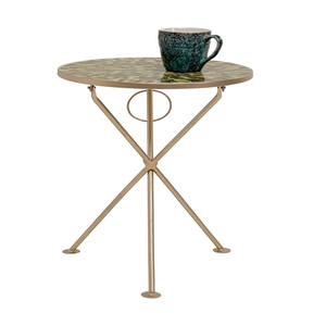 Kare Clack Mosaic Design <b>Side</b> <b>Table</b> Olive Green <b>Gold</b> Round <b>Side</b> <b>Table</b> Living Room Bedside <b>Table</b> Steel Frame Foldable <b>Side</b> <b>Tables</b> - Product Image 2