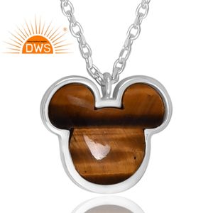 Increíble diseño de plata esterlina Ojo de Tigre natural amarillo piedra preciosa colgante collar joyería personalizada para mujer regalo para ella - Product Image 3