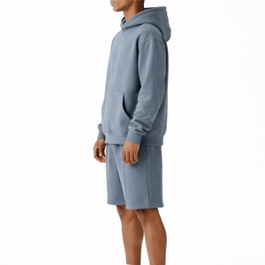 ชุดเซ็ตเสื้อฮู้ดและกางเกงขาสั้นผู้ชาย ชุดลำลองสองชิ้น ชุดกีฬาสวมใส่สบาย ระบายอากาศได้ดี - Product Image 3