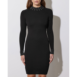 Vestido Ajustado de Manga Larga de Alta Calidad, Vestido Mini de Punto, Proveedor OEM ODM - Product Image 1