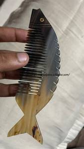 Peigne à cheveux en corne de buffle artisanal, antistatique, à dents larges et lisses, accessoire de toilettage pour barbe et cheveux, artisanat naturel - Product Image 6