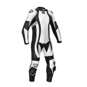 Nouvelle combinaison de course moto en cuir une pièce pour homme, avec protection CE, coupe-vent, imperméable, vêtements de sport moto, blanc et noir - Product Image 3