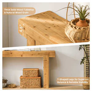 Consolle in Legno Massello da 160 cm - Design Rustico Stile Fattoria per Ingresso, Corridoio, Tavolo Rettangolare Stretto da Divano - Product Image 4