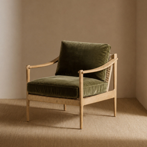 Fauteuil en bois de teck massif, confortable, éco-responsable, fait main, avec accoudoirs en corde, mobilier contemporain pour salon, hôtel, hall d'entrée - Product Image 1