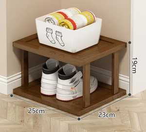 Wooden Two Tier Shoe Rack Organizer Compact Footwear Storage <b>Stand</b> for Sneakers High Top Shoes Entryway Home Shoe Shelf - Product Image 5