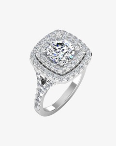 Bague Statement Diamant en Or Blanc 14K – Bijou Masculin Audacieux avec Solitaire Rond Brillant Central Ancré - Product Image 2