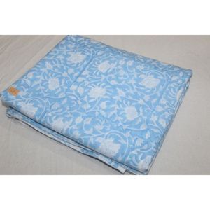 Newly Light Blue & <b>White</b> Cotton Fabric Hand Block Printed Indian Natural Prints Boys' Dresses Lightweight Curtain & Bag Decor - Product Image 3