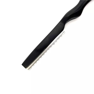 Custom Logo Black Hair Styling <b>Razor</b> Professional Stainless Steel Barber Thinning <b>Razor</b> Feather Style Hair Cutting Shaper Knife - Product Image 4