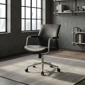 Sedia da Ufficio Ergonomica Robusta con Schienale Medio, in Pelle PU, con Altezza Regolabile - Product Image 4