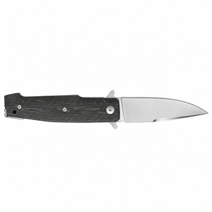Navajas plegables con patrón de veta de madera negra, hoja satinada de punta caída, apertura con flipper y orificio para cordón para uso diario - Product Image 5