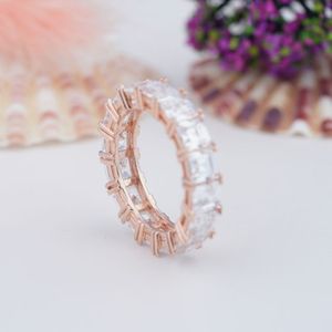 Anillo de boda de eternidad de plata de ley S925 chapado en oro con moissanita brillante de una sola fila, joyería para novias y mujeres, ¡el más vendido! - Product Image 2
