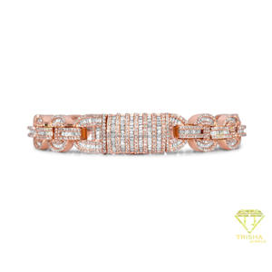 High-End Rose Gold <b>Bracelet</b> Featuring Baguette Lab Grown Stones and Diamond Style Luxury Statement Design Appeal - Product Image 3
