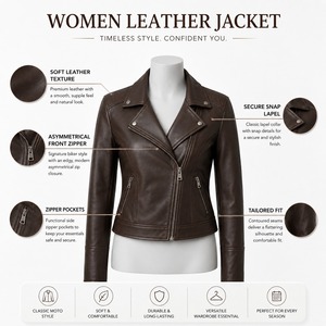 <b>Top</b> Selling Women <b>Leather</b> Jacket Breathable Eco-Friendly Stylish Design Comfortable Fit Quality Fashion Outerwear Casual Daily - Product Image 6