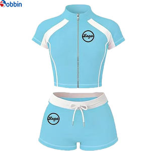 Top Trending Hot Selling Summer Clothes Women Custom Streetwear <b>Workout</b> Sets Zip up Short Sleeve <b>Jacket</b> and Shorts 3 Pcs Set - Product Image 1