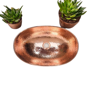 WB Inc, fregadero sólido de cobre martillado moderno hecho a mano de La India, recipiente ovalado, lavabo de baño, hogar, oficina, lavado, Material de Metal - Product Image 3