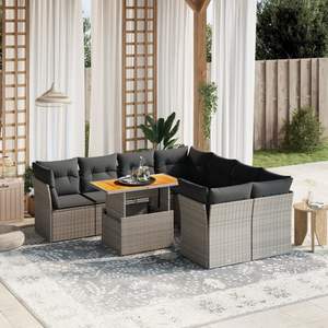 Large Adjustable Armrest <b>Grey</b> PE <b>Rattan</b> Garden <b>Sofa</b> Set Comfortable and Stylish - Product Image 1