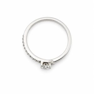 925 Sterling <b>Silver</b> Womens <b>Solitaire</b> <b>Ring</b> with Round Cut Cubic Zirconia Center Stone Split Shank Pave Band Modern Elegant Design - Product Image 4