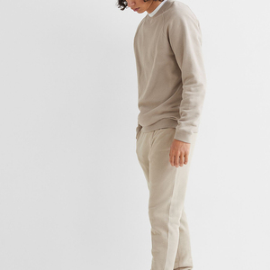 Sudadera personalizada de cuello redondo, lisa, de dos colores, para hombre, estilo oversize, blanca. - Product Image 1