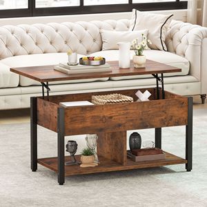 <b>Lift</b> <b>Top</b> <b>Coffee</b> <b>Table</b> with Storage Rustic Brown Wooden Center <b>Table</b> for Home Office - Product Image 1