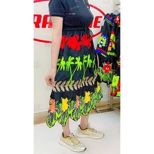 Wholesale Tropical Floral Embroidered <b>Skirt</b> for Women <b>Black</b> Resort Beach Vacation Wear - Product Image 6
