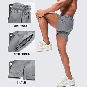 Shorts de sport pour hommes de haute qualité OEM en polyester, taille mi-haute, avec cordon de serrage, color block, séchage rapide, légers - Product Image 5
